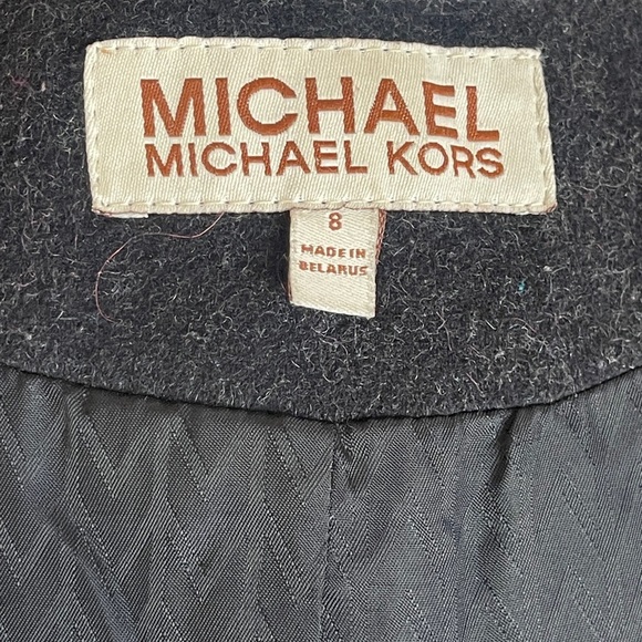 MICHAEL Michael Kors 100% Wool Coat with Fox Fur Trimmed Hood Dark Grey | Size 8 - Picture 4 of 9